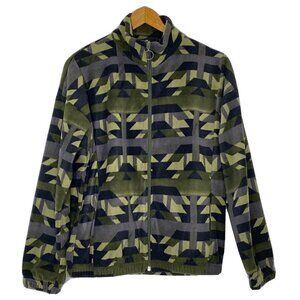 Supplies by Unionbay Women's Large Deanna Sierra Geo Fleece Jacket Green Gray